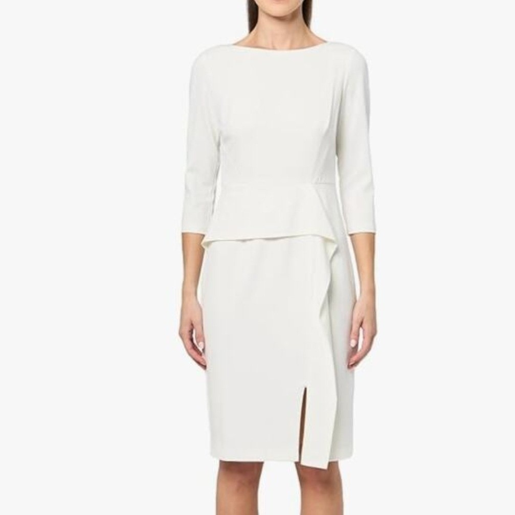 Vince Camuto Womens Ivory Peplum Ruffle Sheath Dress Size 2 Nwt